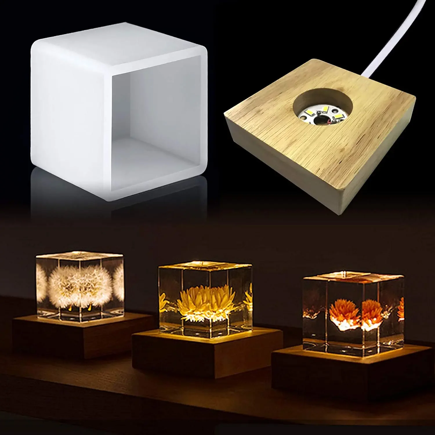 Woodworking Resin - 사각형 빛 수지 금형, 수지에 대