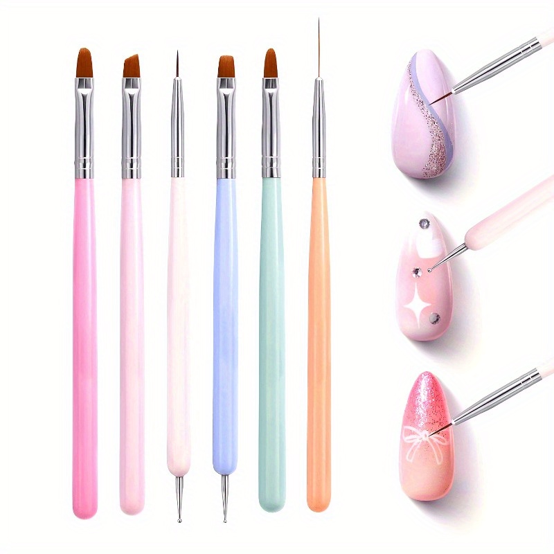 6개 네일 아트 브러쉬 세트 매니큐어 UV 네일 젤 폴 - Wood Chisel Set 리뷰 및 가격